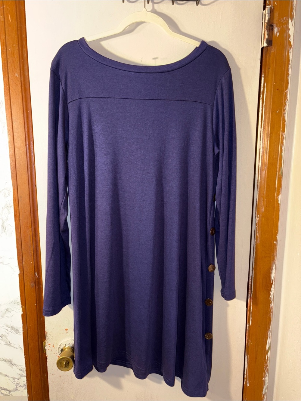 3 items for $25 SALE* Korsis Women’s Long Sleeve purple color, Button-Side Dress